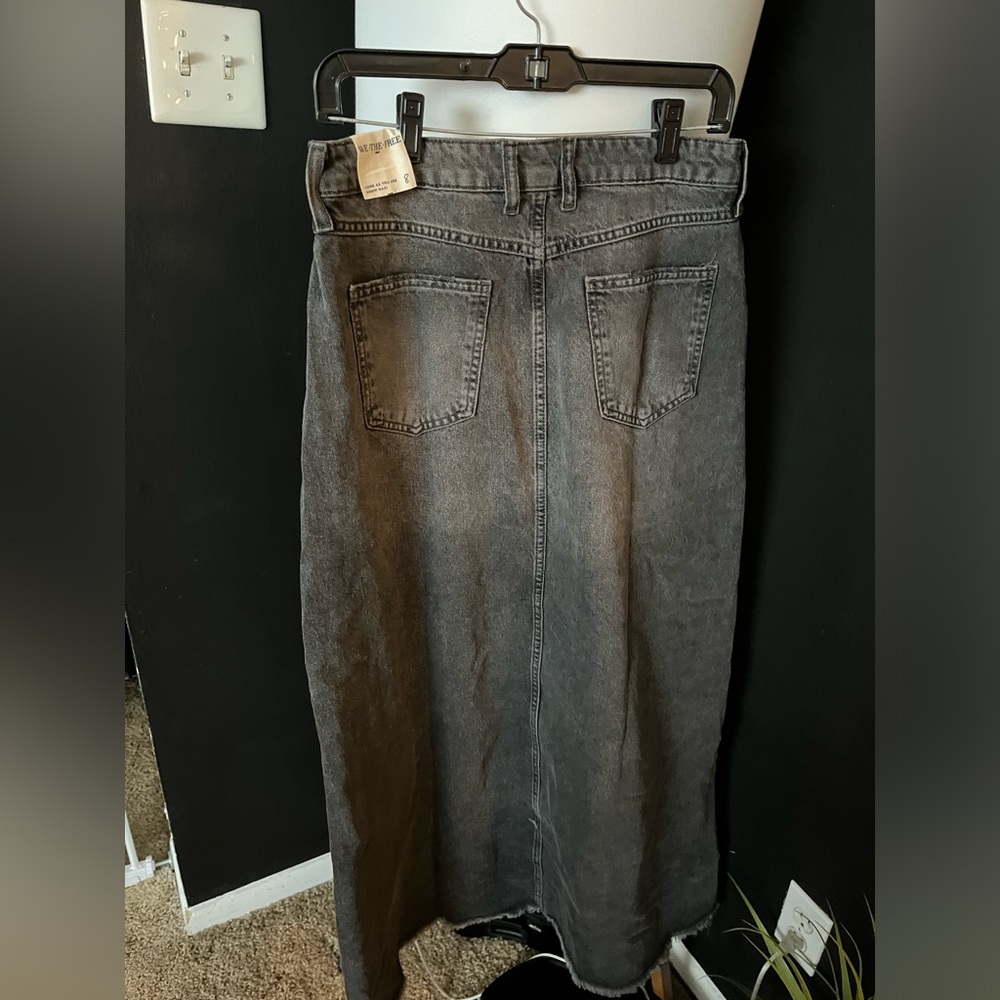 NWT FREE PEOPLE WE THE FREE Come As You Are Denim Maxi Skirt | Washed Black $98 - Picture 7 of 9